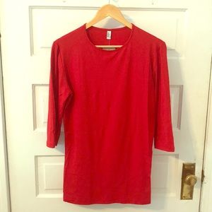 NWT Adea 3/4 Sleeve Crew Neck Top in Red Rose